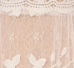 Adrianna Papell Day Dresses|Little White Dresses*Lace Embroidered V Neck Dress With Elbow Sleeves In Ivory Nude