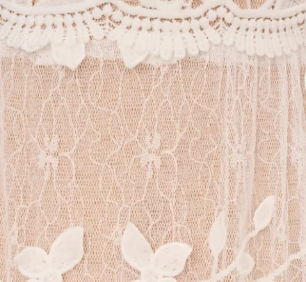 Adrianna Papell Day Dresses|Little White Dresses*Lace Embroidered V Neck Dress With Elbow Sleeves In Ivory Nude
