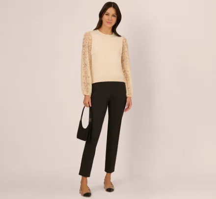 Adrianna Papell Tops & Blouses|Sweaters*Lace Sleeve Crew Neck Sweater In