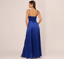 Adrianna Papell Wedding Guest Dresses|Formal Dresses*Liquid Satin Gown With Corset Bodice In Royal Sapphire