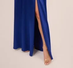 Adrianna Papell Wedding Guest Dresses|Formal Dresses*Liquid Satin Gown With Corset Bodice In Royal Sapphire