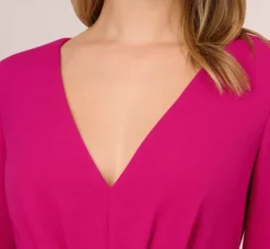Adrianna Papell Jumpsuits|Day Dresses*Long Sleeve Crepe Jumpsuit With Tie Front In Hot Orchid