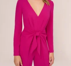 Adrianna Papell Jumpsuits|Day Dresses*Long Sleeve Crepe Jumpsuit With Tie Front In Hot Orchid