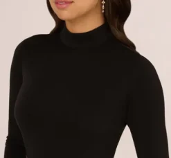 Adrianna Papell Wedding Guest Dresses|Ap Exclusives*Long Sleeve Ponte Knit Dress With Faux Leather Skirt In