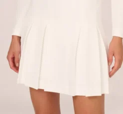 Adrianna Papell Day Dresses|Little White Dresses*Long Sleeve Tuxedo Mini Dress With Crystal Button Accents In