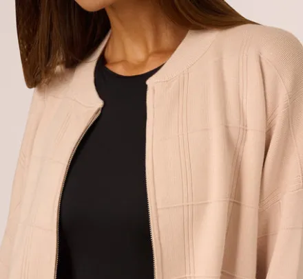 Adrianna Papell Tops & Blouses|Co-Ord Sets*Long Sleeve Zip Front Sweater Bomber In Champagne Blush