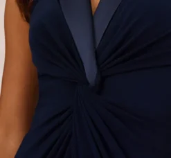 Adrianna Papell Wedding Guest Dresses|Formal Dresses*Matte Jersey Twist Front Tuxedo Long Gown In