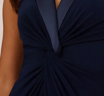 Adrianna Papell Wedding Guest Dresses|Formal Dresses*Matte Jersey Twist Front Tuxedo Long Gown In