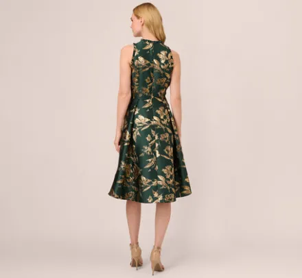 Adrianna Papell Wedding Guest Dresses|Day Dresses*Metallic Jacquard High Low Dress With Ruffle Details In