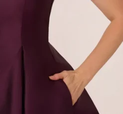 Adrianna Papell Wedding Guest Dresses|Petite-Friendly*Mikado Midi Dress With Beaded Spaghetti Straps In Pinot Noir