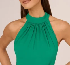 Adrianna Papell Wedding Guest Dresses|Day Dresses*Mock Neck Halter Dress With Pleated Bodice In