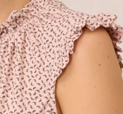 Adrianna Papell Tops & Blouses|Co-Ord Sets*Mock Neck Print Top With Ruffled Details In Champagne Blowing Leaf