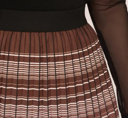 Adrianna Papell Pants & Skirts|Co-Ord Sets*Multicolor Stripe Print Pleated Midi Skirt In Mocha Ivory Chevron Stripe