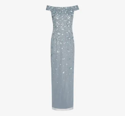 Adrianna Papell Wedding Guest Dresses|Formal Dresses*Off Shoulder Dress With Floral Embellishment In Vintage Blue