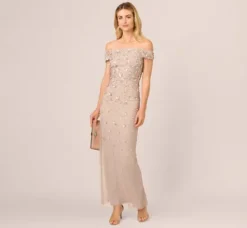 Adrianna Papell Wedding Guest Dresses|Formal Dresses*Off Shoulder Dress With Floral Embellishment In
