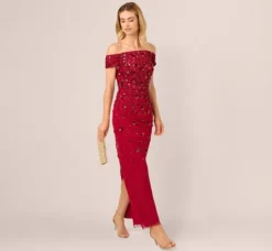 Adrianna Papell Wedding Guest Dresses|Formal Dresses*Off Shoulder Dress With Floral Embellishment In