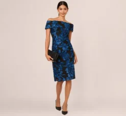 Adrianna Papell Wedding Guest Dresses|Petite-Friendly*Off Shoulder Soutache Dress In Navy Black