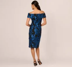 Adrianna Papell Wedding Guest Dresses|Petite-Friendly*Off Shoulder Soutache Dress In Navy Black