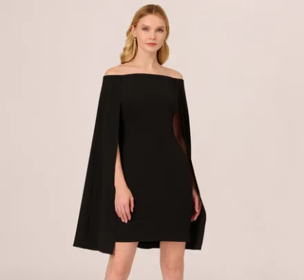 Adrianna Papell Wedding Guest Dresses|Day Dresses*Off The Shoulder Cape Dress In