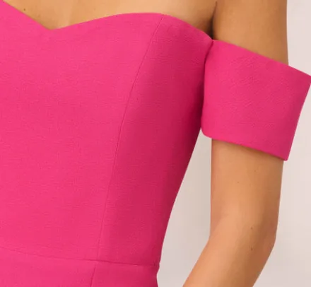 Adrianna Papell Wedding Guest Dresses|Ap Exclusives*Off The Shoulder Midi Dress With Sweetheart Neckline In Brilliant Fuchsia