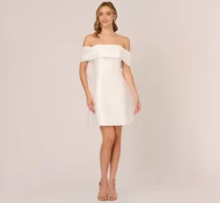 Adrianna Papell Day Dresses|Little White Dresses*Off The Shoulder Mikado Dress With Bow Back In