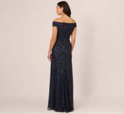 Adrianna Papell Wedding Guest Dresses|Formal Dresses*Off The Shoulder Sequin Beaded Gown In