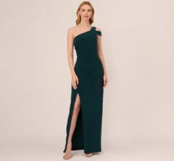 Adrianna Papell Wedding Guest Dresses|Formal Dresses*One Shoulder Column Gown With Cutout Shoulder In