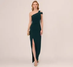 Adrianna Papell Wedding Guest Dresses|Formal Dresses*One Shoulder Column Gown With Cutout Shoulder In