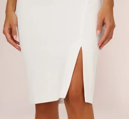 Adrianna Papell Petite-Friendly|Little White Dresses*One Shoulder Crepe Dress With Cutout Neckline In