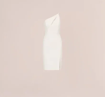 Adrianna Papell Petite-Friendly|Little White Dresses*One Shoulder Crepe Dress With Cutout Neckline In