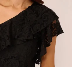 Adrianna Papell Jumpsuits|Day Dresses*One Shoulder Crepe Jumpsuit With Lace Ruffle Details In