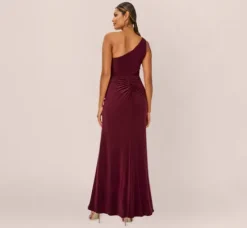 Adrianna Papell Wedding Guest Dresses|Formal Dresses*One Shoulder Dress With Draped Waist Detail In Red Wine
