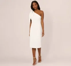Adrianna Papell Ap Exclusives|Day Dresses*One Shoulder Midi Dress With Bow Accent In
