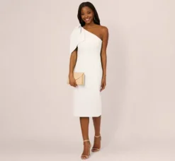 Adrianna Papell Ap Exclusives|Day Dresses*One Shoulder Midi Dress With Bow Accent In