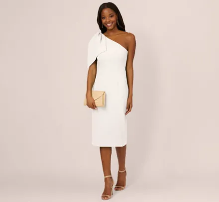 Adrianna Papell Ap Exclusives|Day Dresses*One Shoulder Midi Dress With Bow Accent In