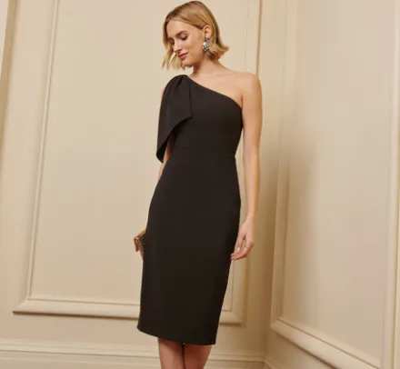 Adrianna Papell Wedding Guest Dresses|Ap Exclusives*One Shoulder Midi Dress With Bow Accent In