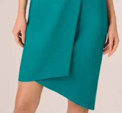 Adrianna Papell Wedding Guest Dresses*One Shoulder Stretch Crepe Short Dress In Deep Emerald