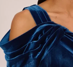 Adrianna Papell Wedding Guest Dresses|Formal Dresses*One Shoulder Velvet Mermaid Gown With Drape Sleeve In Ocean Wave