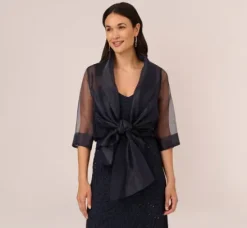Adrianna Papell Shawls & Wraps*Organza Wrap Jacket With Short Sleeves In
