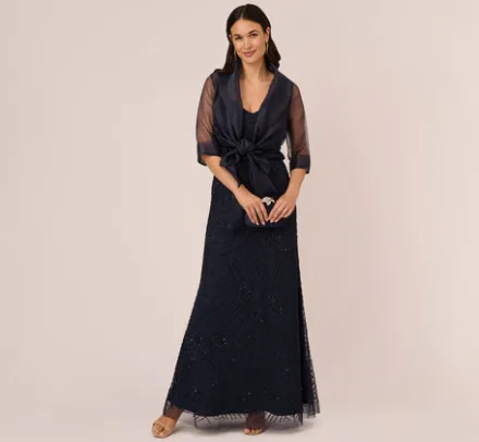 Adrianna Papell Shawls & Wraps*Organza Wrap Jacket With Short Sleeves In