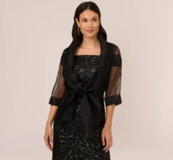 Adrianna Papell Shawls & Wraps*Organza Wrap Jacket With Short Sleeves In