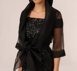 Adrianna Papell Shawls & Wraps*Organza Wrap Jacket With Short Sleeves In