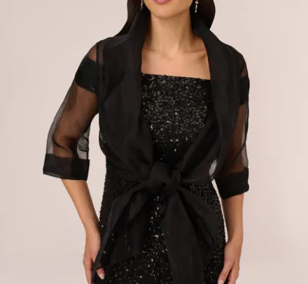 Adrianna Papell Shawls & Wraps*Organza Wrap Jacket With Short Sleeves In