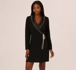 Adrianna Papell Wedding Guest Dresses|Ap Exclusives*Pearl Wrap Blazer Short Dress In