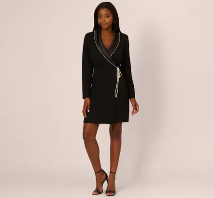 Adrianna Papell Wedding Guest Dresses|Ap Exclusives*Pearl Wrap Blazer Short Dress In