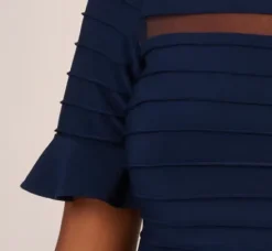 Adrianna Papell Wedding Guest Dresses|Day Dresses*Pintuck Dress With Ruffle Short Sleeves In