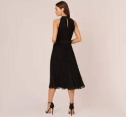 Adrianna Papell Wedding Guest Dresses|Ap Exclusives*Pleated Sleeveless Chiffon Dress With Tie Waist In