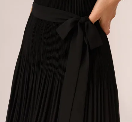 Adrianna Papell Wedding Guest Dresses|Ap Exclusives*Pleated Sleeveless Chiffon Dress With Tie Waist In