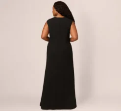 Adrianna Papell Wedding Guest Dresses|Formal Dresses*Plus Size Beaded Crepe Long Dress In