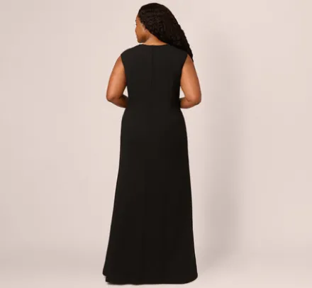 Adrianna Papell Wedding Guest Dresses|Formal Dresses*Plus Size Beaded Crepe Long Dress In